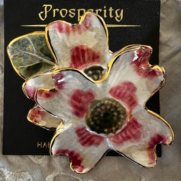 New Vintage Prosperity Ceramic Brooch & Clip On Earring Set Handcrafted USA 🌺 - Picture 4 of 8
